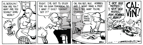 Calvin and Hobbes on Friday February 10, 1989 Comic Strip