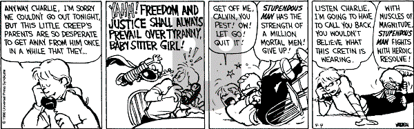 Calvin and Hobbes - Wednesday April 4, 1990 Comic Strip