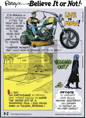 Ripley's Believe It or Not on Friday September 2, 2016 Comic Strip