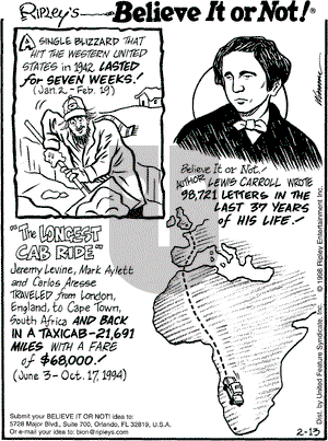 Ripley's Believe It or Not on Friday February 13, 1998 Comic Strip