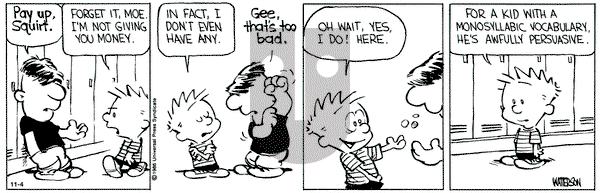 Calvin and Hobbes on Monday November 4, 1991 Comic Strip