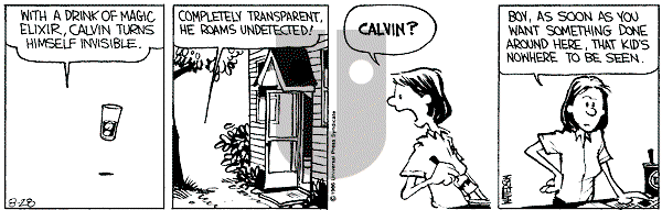 Calvin and Hobbes - Thursday August 28, 1986 Comic Strip