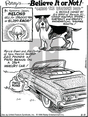 Ripley's Believe It or Not on Friday August 23, 1996 Comic Strip