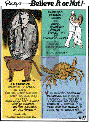 Ripley's Believe It or Not on Monday June 27, 2011 Comic Strip