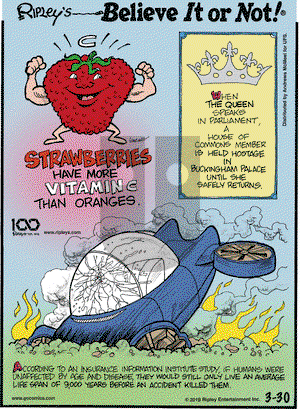 Ripley's Believe It or Not on Saturday March 30, 2019 Comic Strip