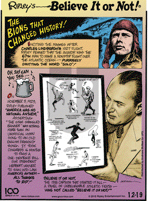 Ripley's Believe It or Not on Wednesday December 19, 2018 Comic Strip