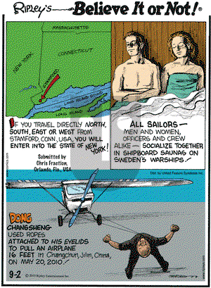 Ripley's Believe It or Not on Thursday September 2, 2010 Comic Strip