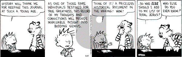 Calvin and Hobbes - Thursday March 25, 1993 Comic Strip