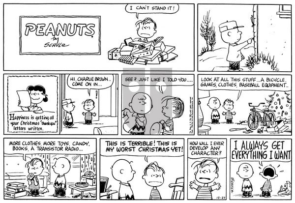 Peanuts on Sunday December 27, 1964 Comic Strip