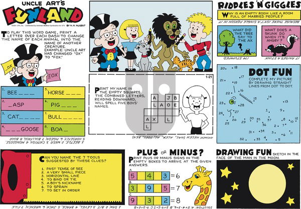 Uncle Art's Funland on Sunday January 21, 2024 Comic Strip