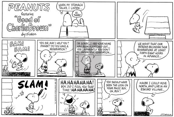 Peanuts on Sunday February 8, 1981 Comic Strip