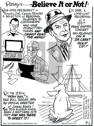 Ripley's Believe It or Not on Wednesday September 1, 1999 Comic Strip