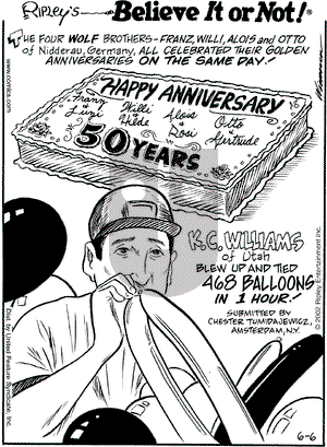 Ripley's Believe It or Not on Thursday June 6, 2002 Comic Strip