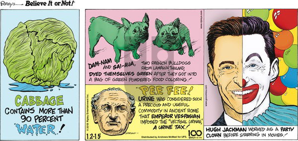 Ripley's Believe It or Not on Sunday December 15, 2019 Comic Strip