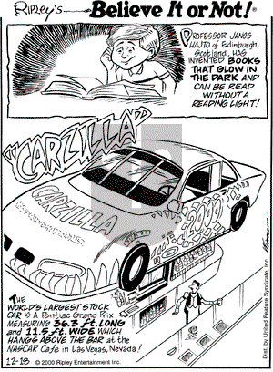 Ripley's Believe It or Not on Monday December 18, 2000 Comic Strip