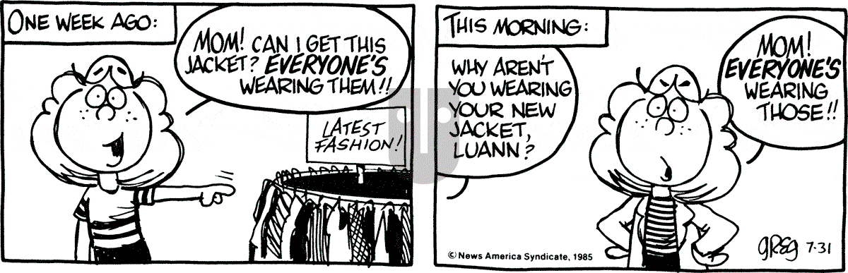 Luann - Wednesday July 31, 1985 Comic Strip