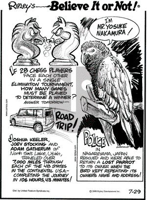 Ripley's Believe It or Not on Tuesday July 29, 2008 Comic Strip