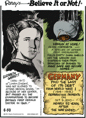 Ripley's Believe It or Not on Thursday June 30, 2011 Comic Strip