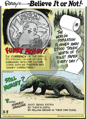 Ripley's Believe It or Not on Friday June 5, 2015 Comic Strip
