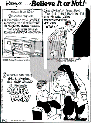 Ripley's Believe It or Not on Thursday September 2, 1999 Comic Strip