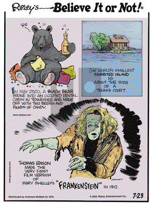 Ripley's Believe It or Not on Thursday July 23, 2020 Comic Strip