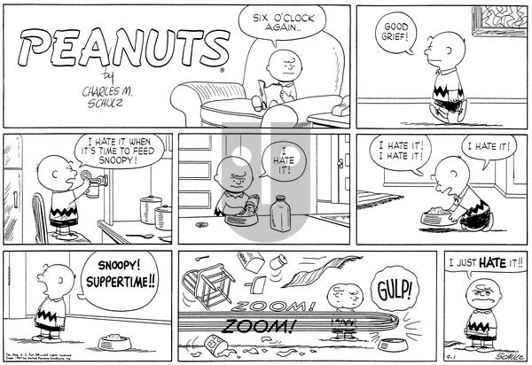 Peanuts on Sunday September 1, 1957 Comic Strip