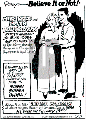 Ripley's Believe It or Not on Tuesday January 13, 2004 Comic Strip