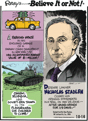 Ripley's Believe It or Not on Tuesday October 16, 2012 Comic Strip