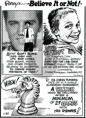Ripley's Believe It or Not on Wednesday July 30, 2008 Comic Strip
