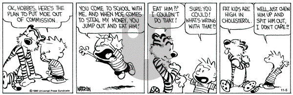 Calvin and Hobbes on Tuesday November 5, 1991 Comic Strip