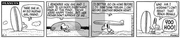 Peanuts on Saturday August 7, 1965 Comic Strip