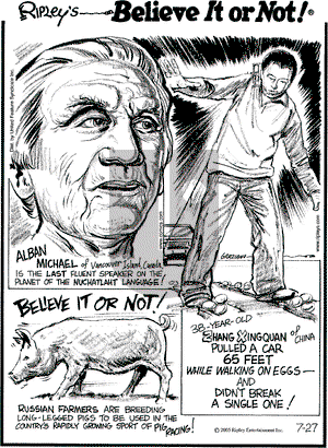 Ripley's Believe It or Not on Wednesday July 27, 2005 Comic Strip