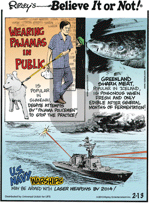 Ripley's Believe It or Not on Wednesday February 13, 2013 Comic Strip