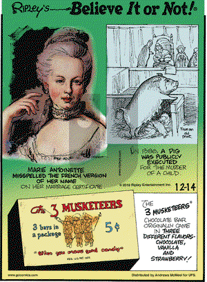 Ripley's Believe It or Not on Friday December 14, 2018 Comic Strip