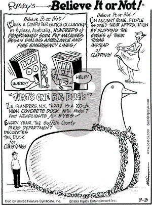 Ripley's Believe It or Not on Friday September 3, 1999 Comic Strip