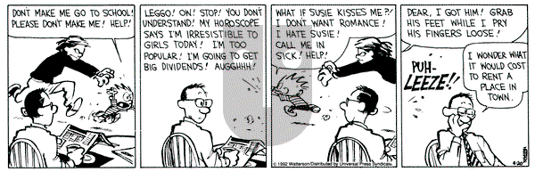 Calvin and Hobbes on Monday April 20, 1992 Comic Strip