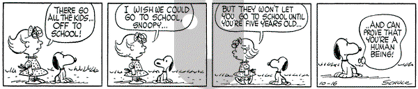 Peanuts - Monday October 16, 1961 Comic Strip