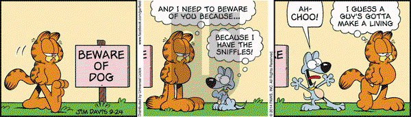 Garfield on Wednesday September 24, 2014 Comic Strip