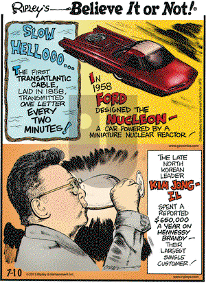 Ripley's Believe It or Not on Wednesday July 10, 2013 Comic Strip