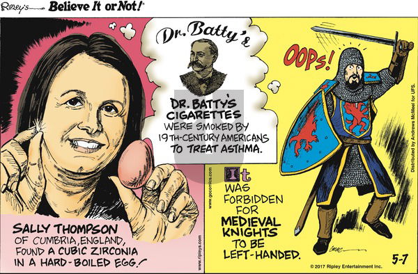 Ripley's Believe It or Not on Sunday May 7, 2017 Comic Strip
