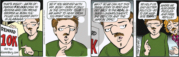 Doonesbury on Wednesday February 25, 2004 Comic Strip