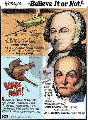 Ripley's Believe It or Not on Thursday January 29, 2015 Comic Strip