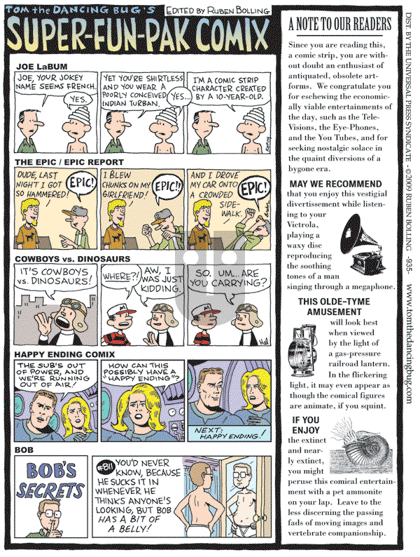 Tom the Dancing Bug on Saturday February 14, 2009 Comic Strip