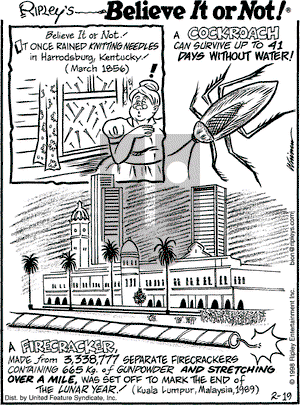 Ripley's Believe It or Not on Thursday February 19, 1998 Comic Strip