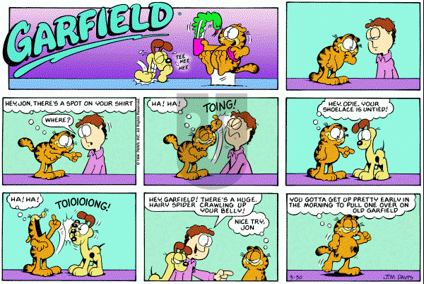 Garfield on Sunday March 30, 1986 Comic Strip
