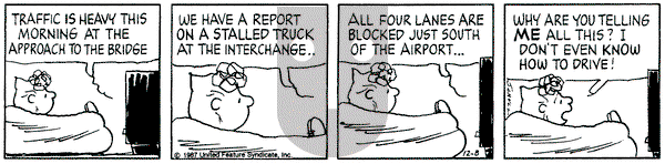 Peanuts on Tuesday December 8, 1987 Comic Strip