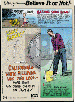 Ripley's Believe It or Not on Thursday May 9, 2019 Comic Strip