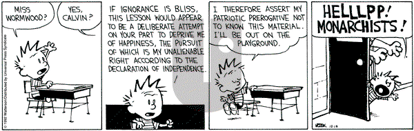 Calvin and Hobbes on Wednesday October 14, 1992 Comic Strip