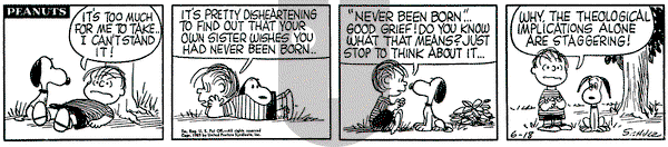 Peanuts on Thursday June 18, 1959 Comic Strip