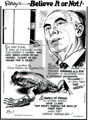 Ripley's Believe It or Not on Friday August 1, 2008 Comic Strip